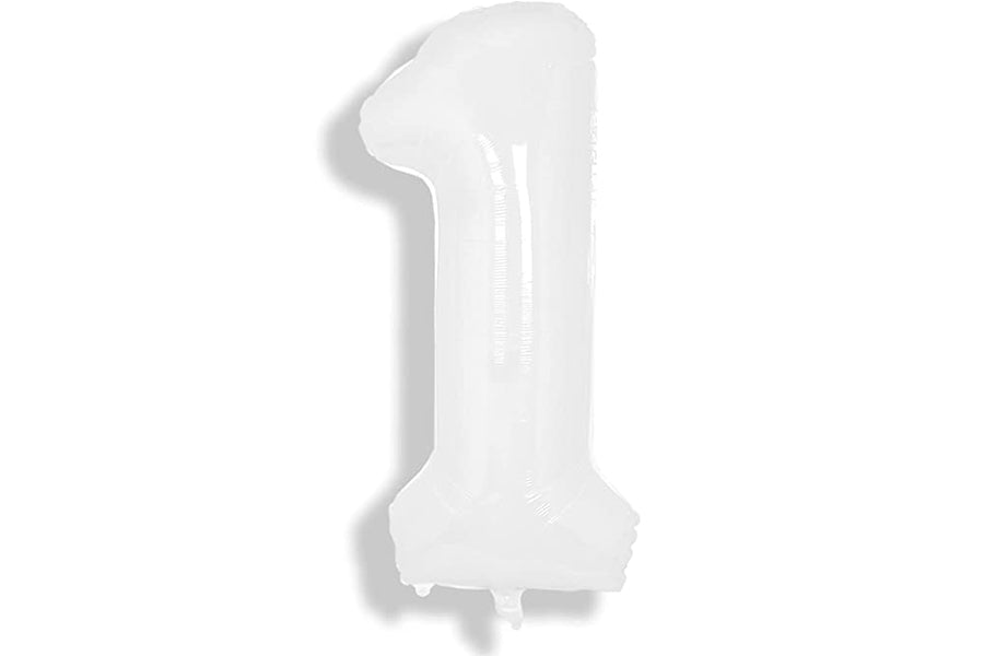 34" White Numbers Balloon
