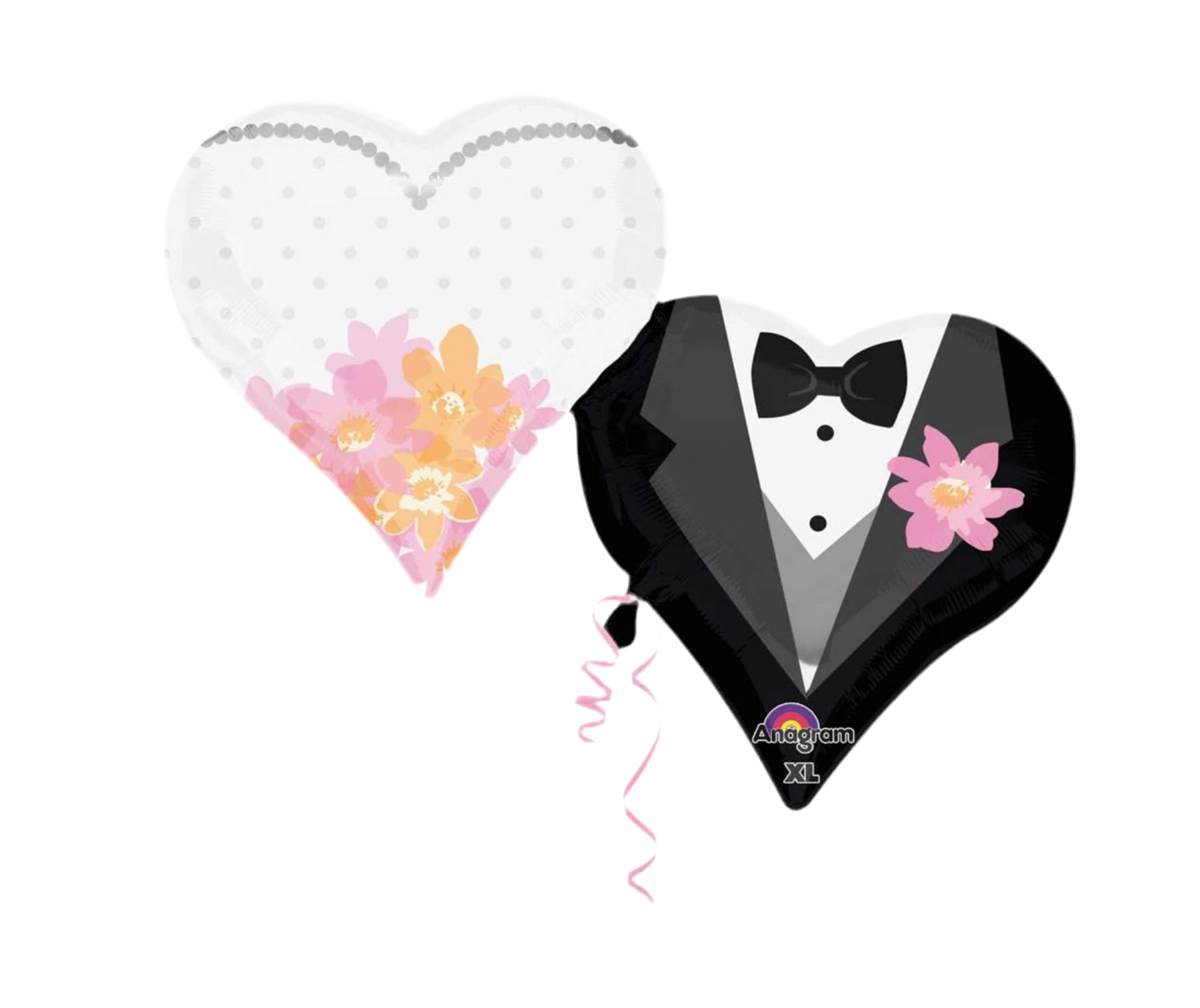 Anagram 30" Heart Foil Balloon Supershape Bride and Groom Wedding