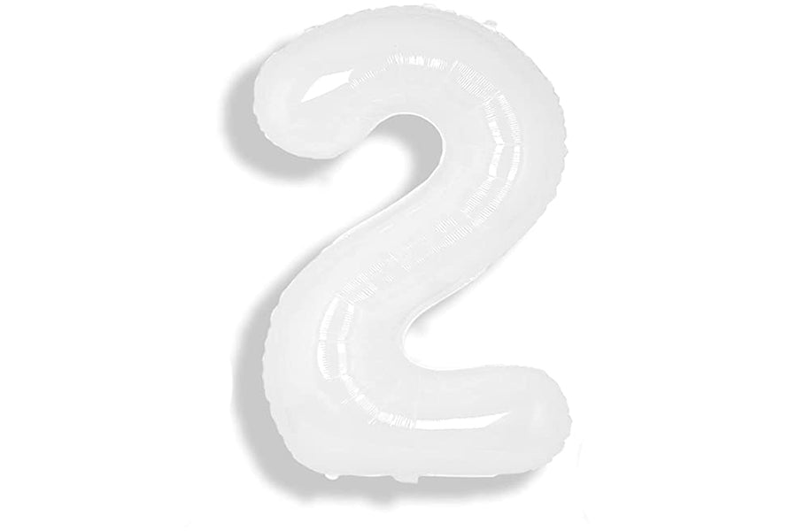 34" White Numbers Balloon
