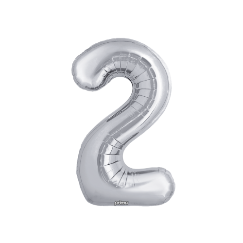 PRIMA 16" Silver Foil Balloon Number (2ct)
