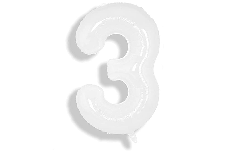 34" White Numbers Balloon