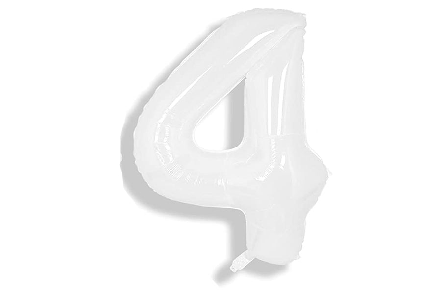 34" White Numbers Balloon