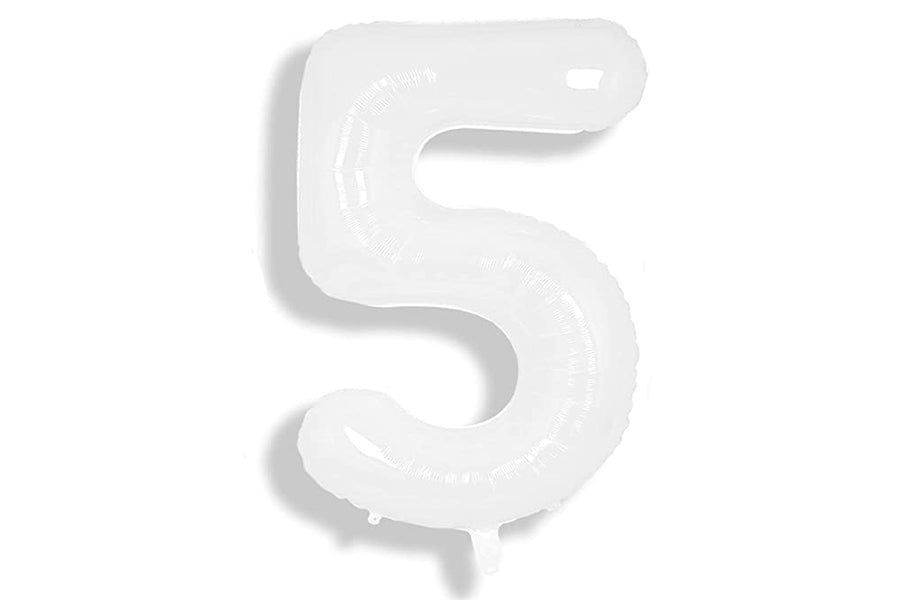 34" White Numbers Balloon