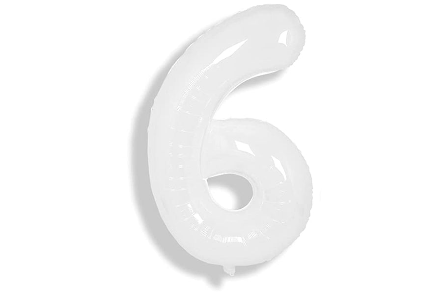 34" White Numbers Balloon