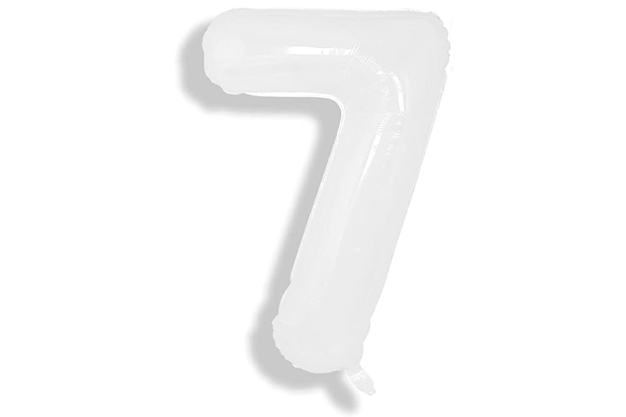 34" White Numbers Balloon