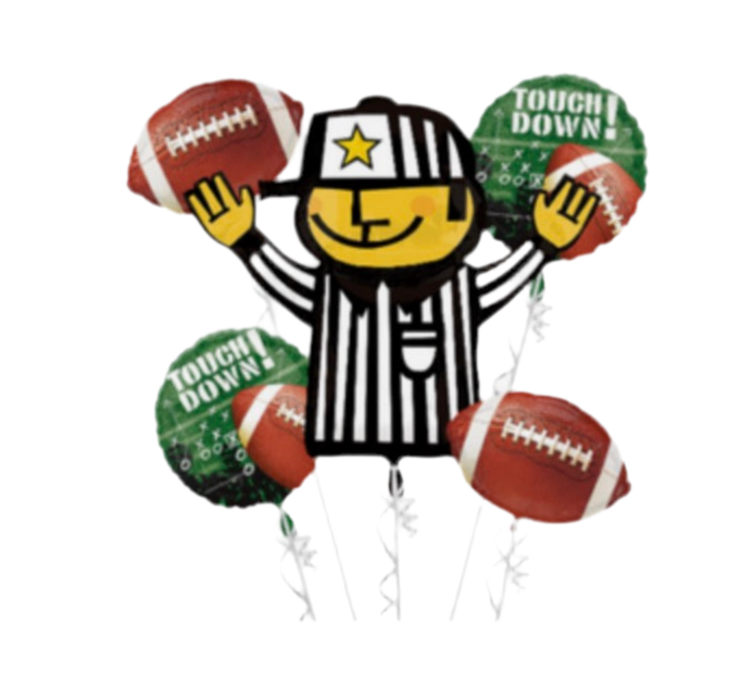 Anagram Football Touch Down Referee Party Theme Foil Balloon Bouquet 5ct