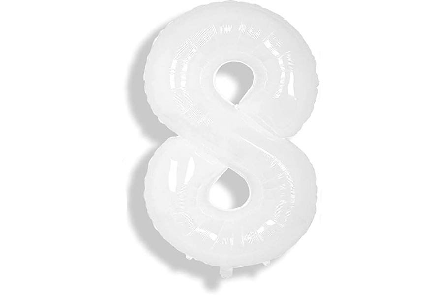 34" White Numbers Balloon