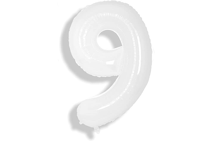 34" White Numbers Balloon