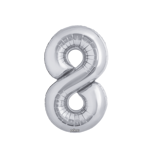 PRIMA 16" Silver Foil Balloon Number (2ct)