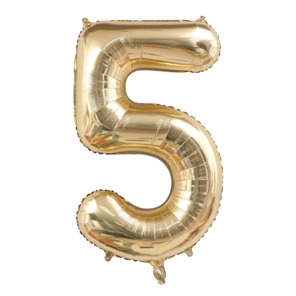 34" White Gold Foil Balloon Number