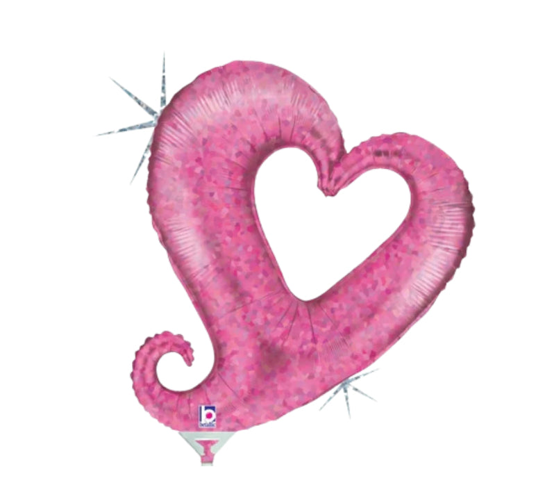 14” Holographic Pink Heart (AIR-FILL ONLY / FLAT)