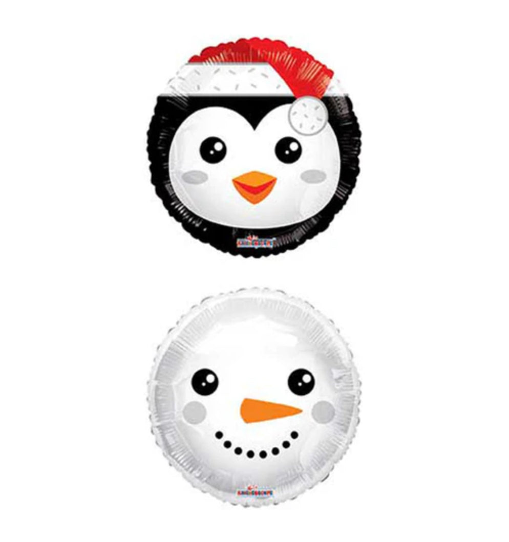 Kaleidoscope 9" Snowman and Penguin Front/Back (AIR-FILL ONLY / FLAT)