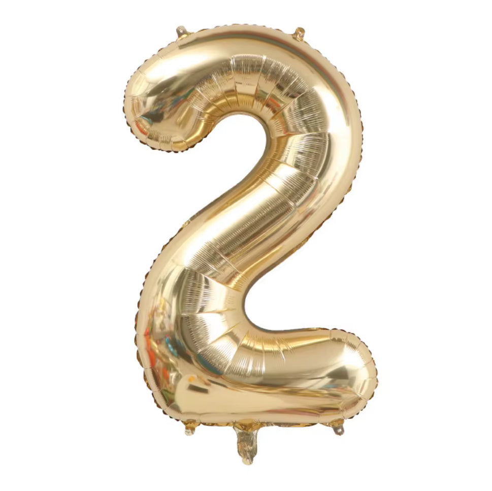 34" White Gold Foil Balloon Number