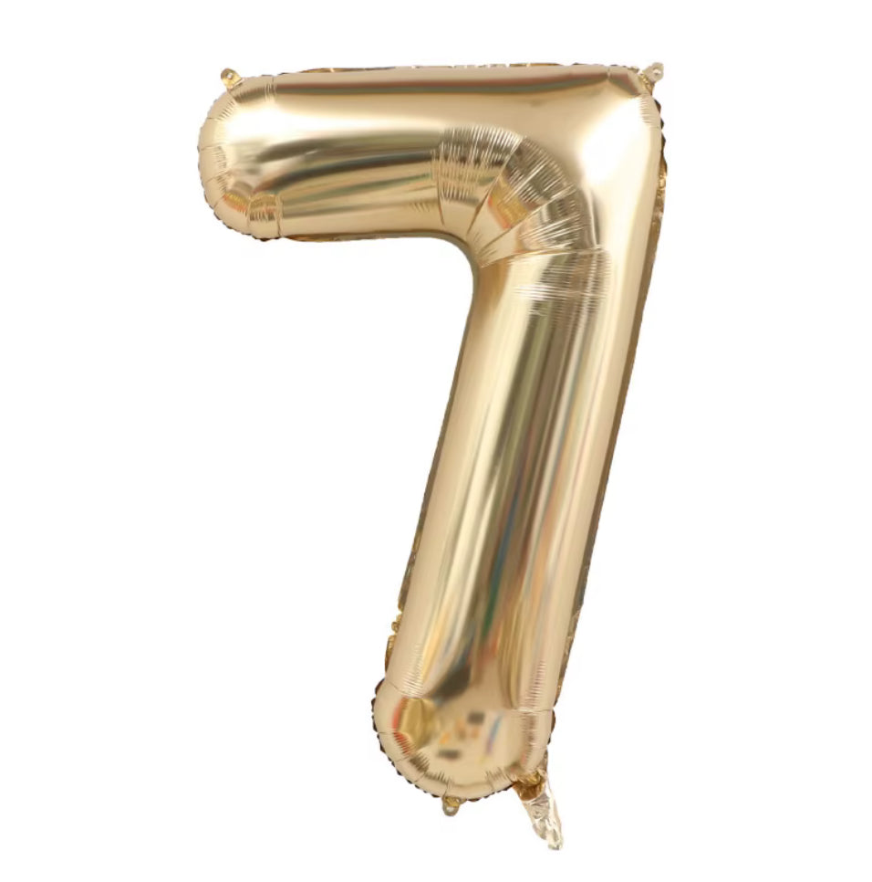 34" White Gold Foil Balloon Number