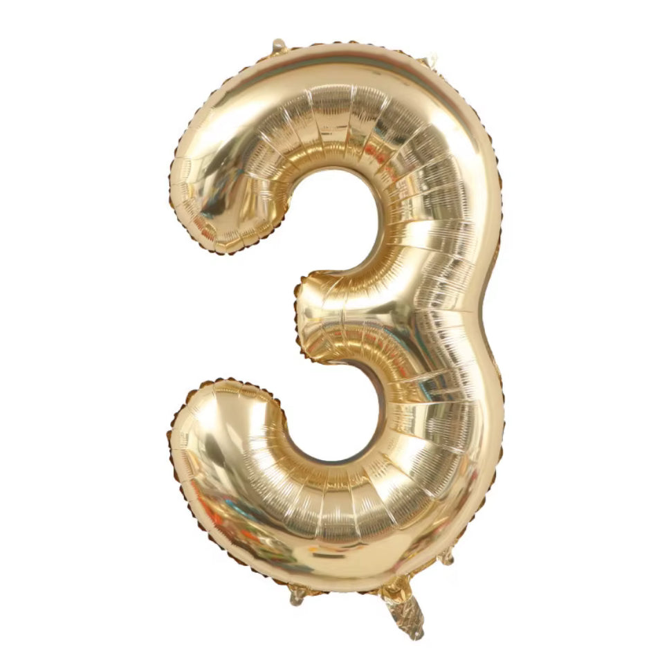 34" White Gold Foil Balloon Number