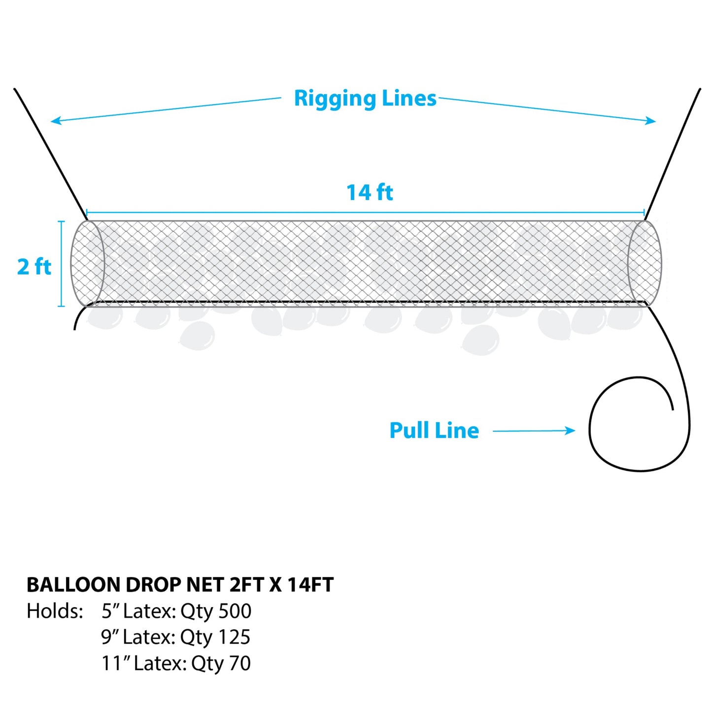 Boss 125™ – Balloon Drop Net Low Ceiling – 14′ x 2′