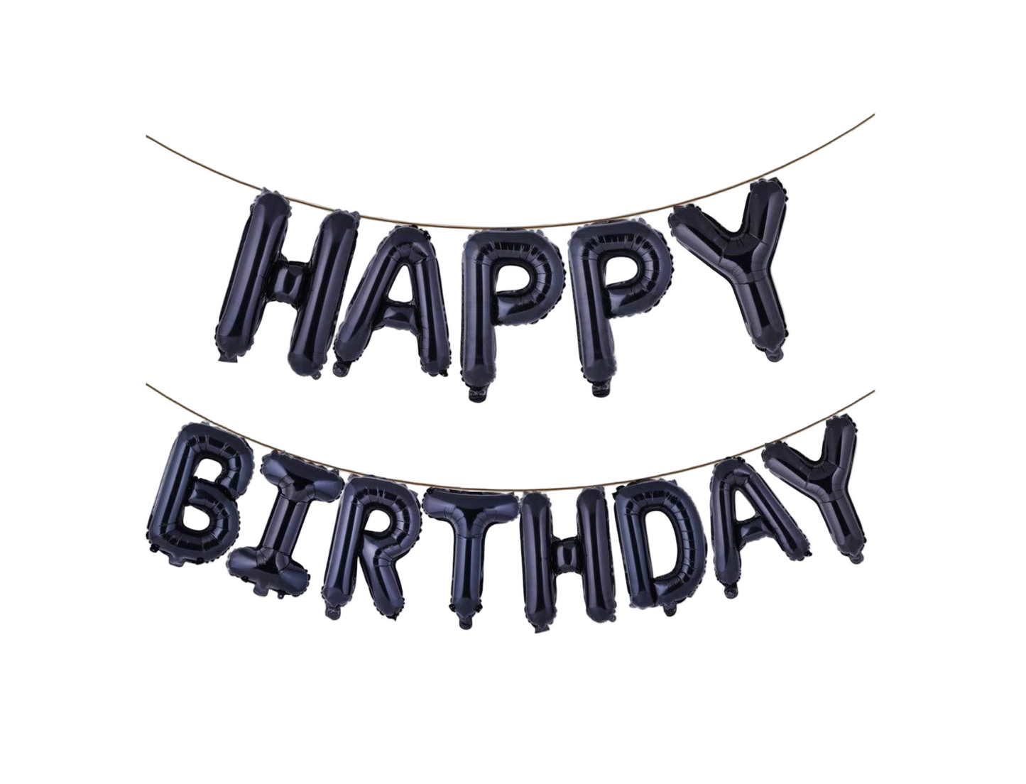 Happy Birthday Letters Foil Balloon Set - Black phrase (AIR-FILL ONLY)