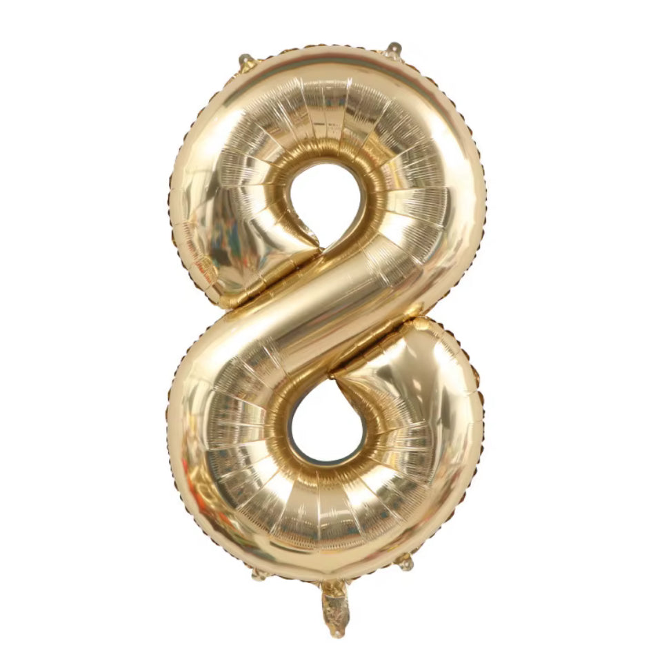 34" White Gold Foil Balloon Number