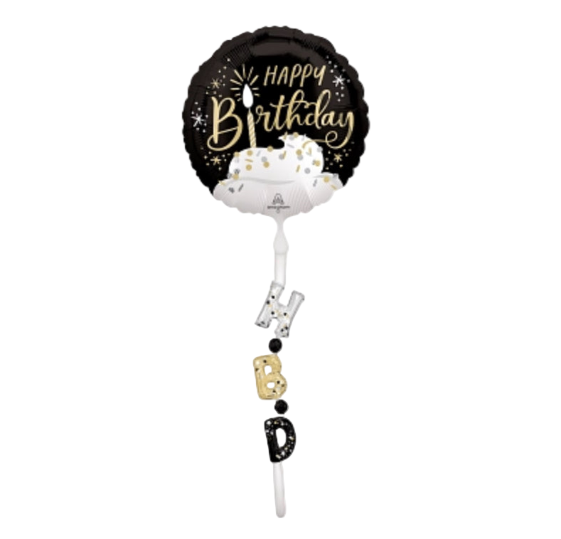 Anagram 69” Satin Black Silver & Gold Birthday AirWalkers
