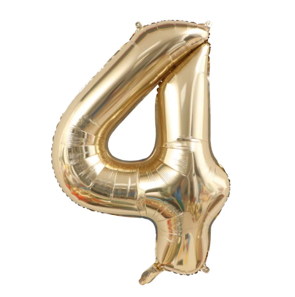 34" White Gold Foil Balloon Number