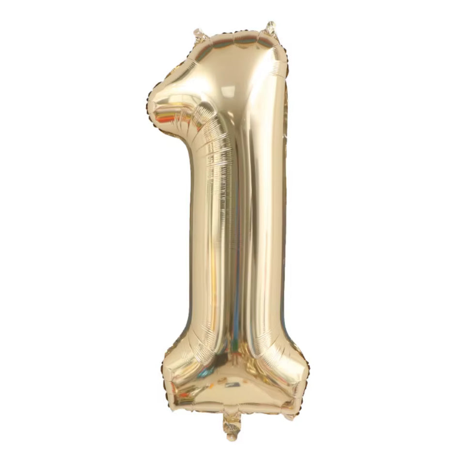 34" White Gold Foil Balloon Number
