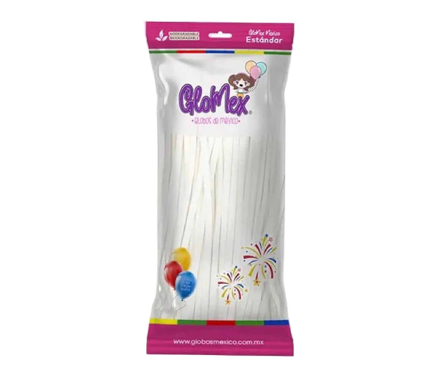 GloMex 260” White Latex Balloons 100ct.