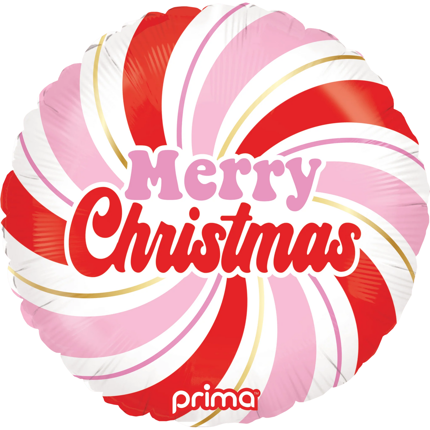 PRIMA 18" Round Merry Christmas Pink & Red Swirl