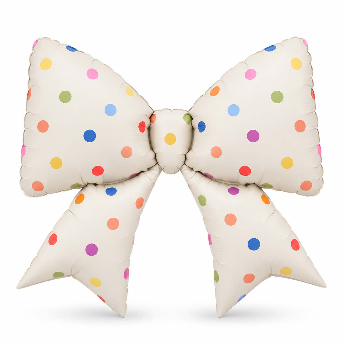 38” Cream Bow Foil Balloon (Polka Dots)