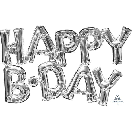Anagram 30" Phrase “Happy Bday” Balloon (Silver)