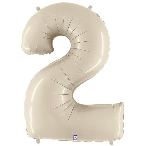 34" Betallic White Sand Number Balloons