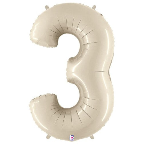 34" Betallic White Sand Number Balloons