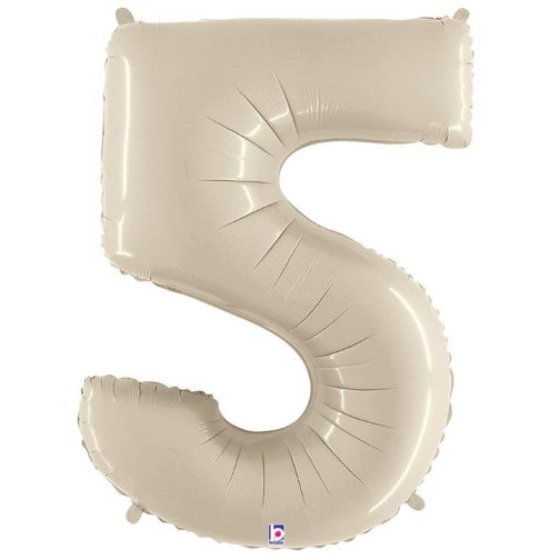 34" Betallic White Sand Number Balloons
