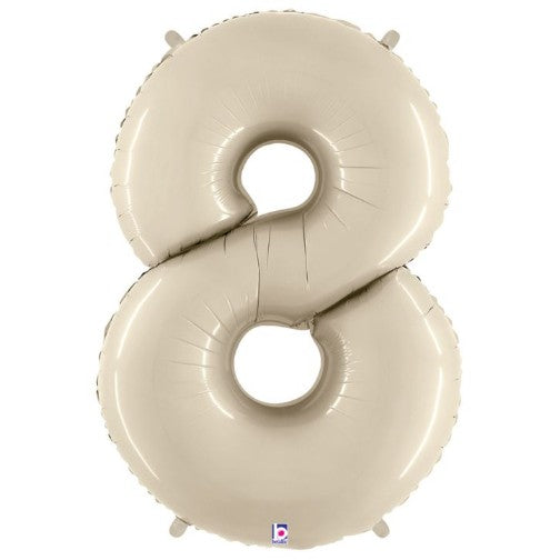 34" Betallic White Sand Number Balloons