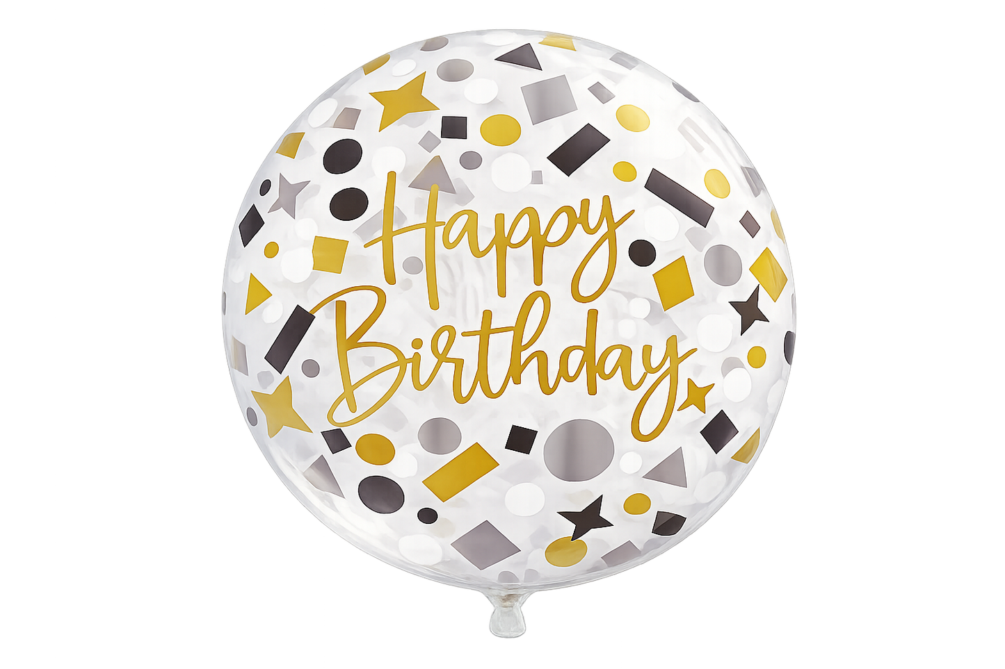 20" Happy Bday Black & Gold Sphere