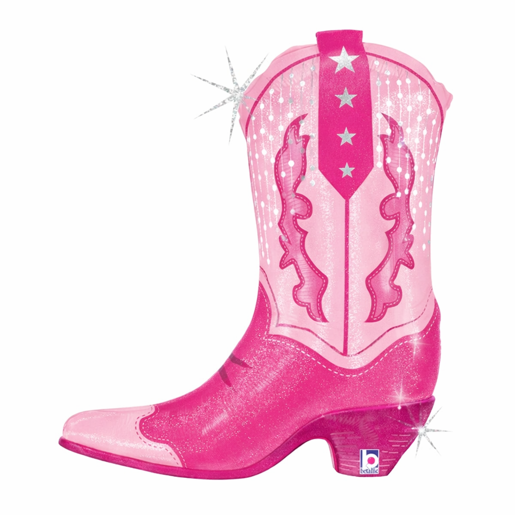 Betallic 29" Pink Cowgirl Boot Holographic Foil Balloon