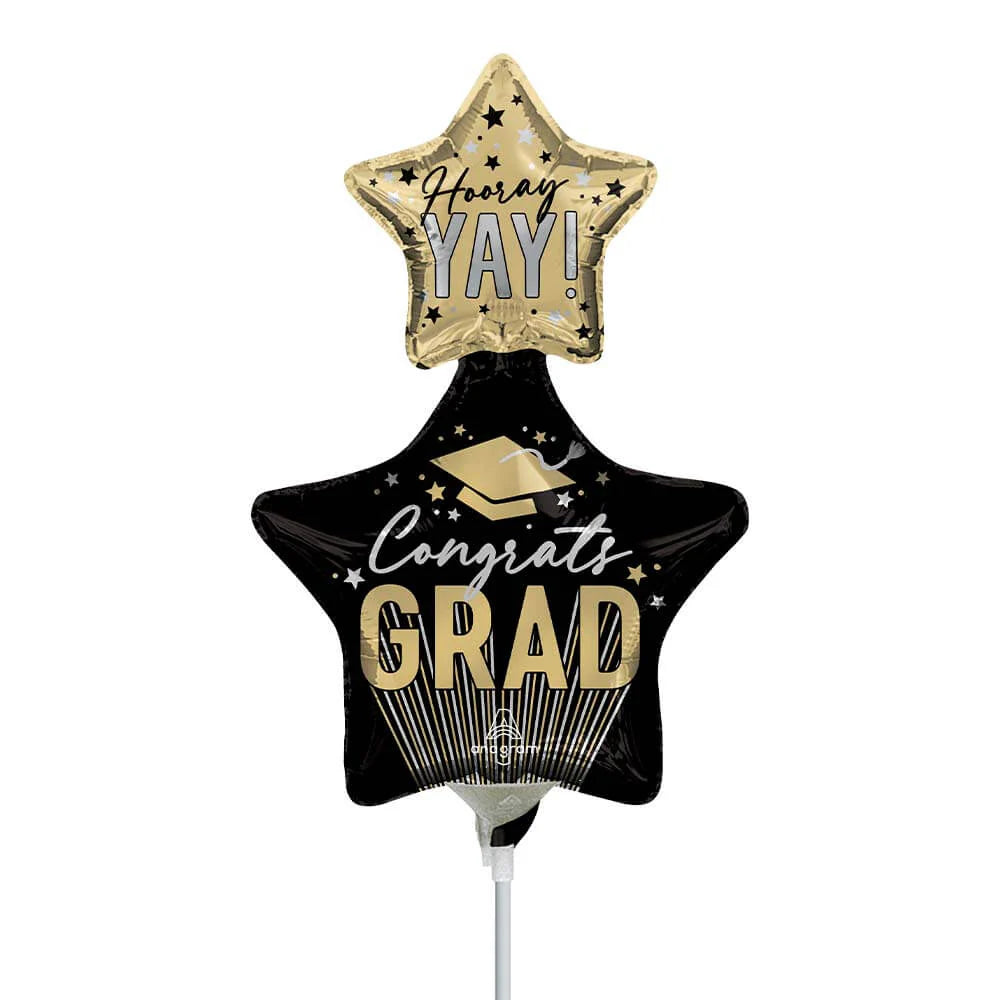 Anagram 12" Congrats Grad Stripes & Stars Mini Shape (AIR-FILL ONLY / FLAT)