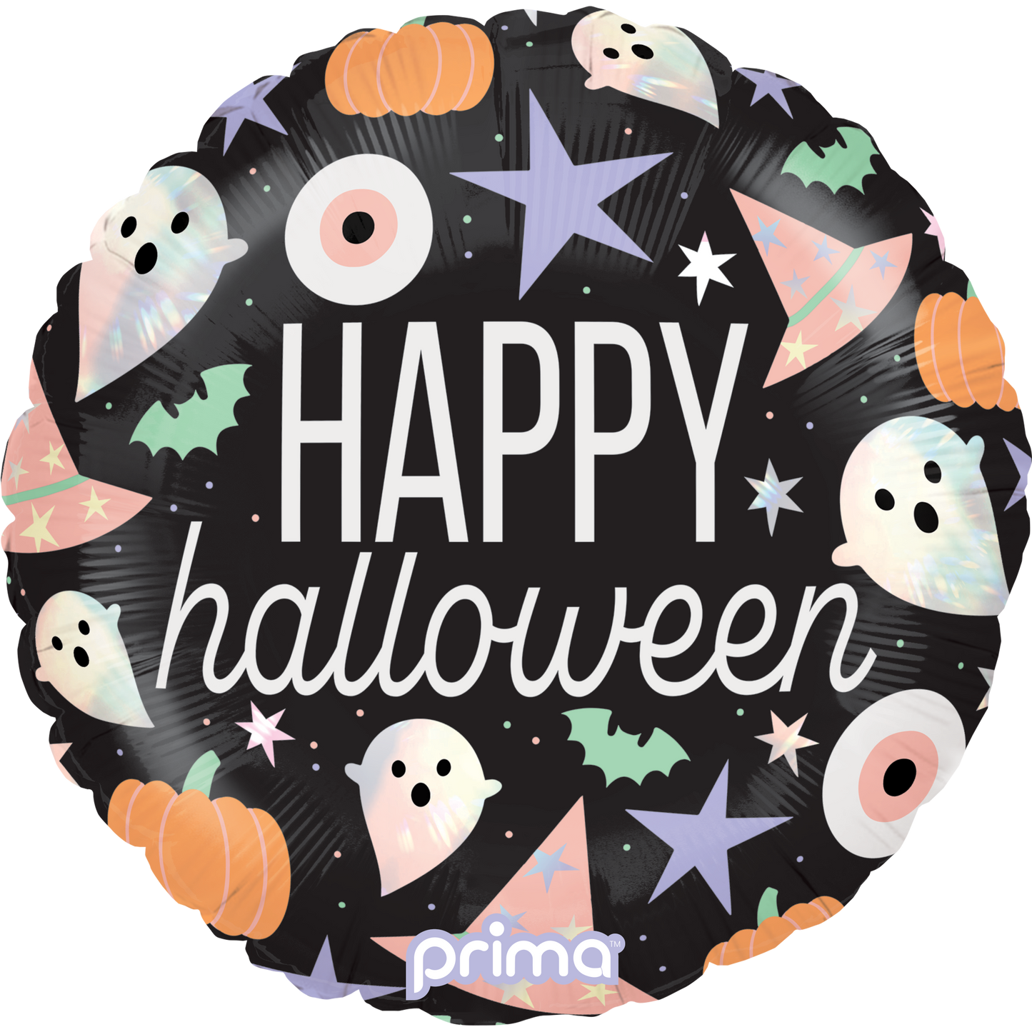 PRIMA 18" Round Happy Halloween Holographic Icons