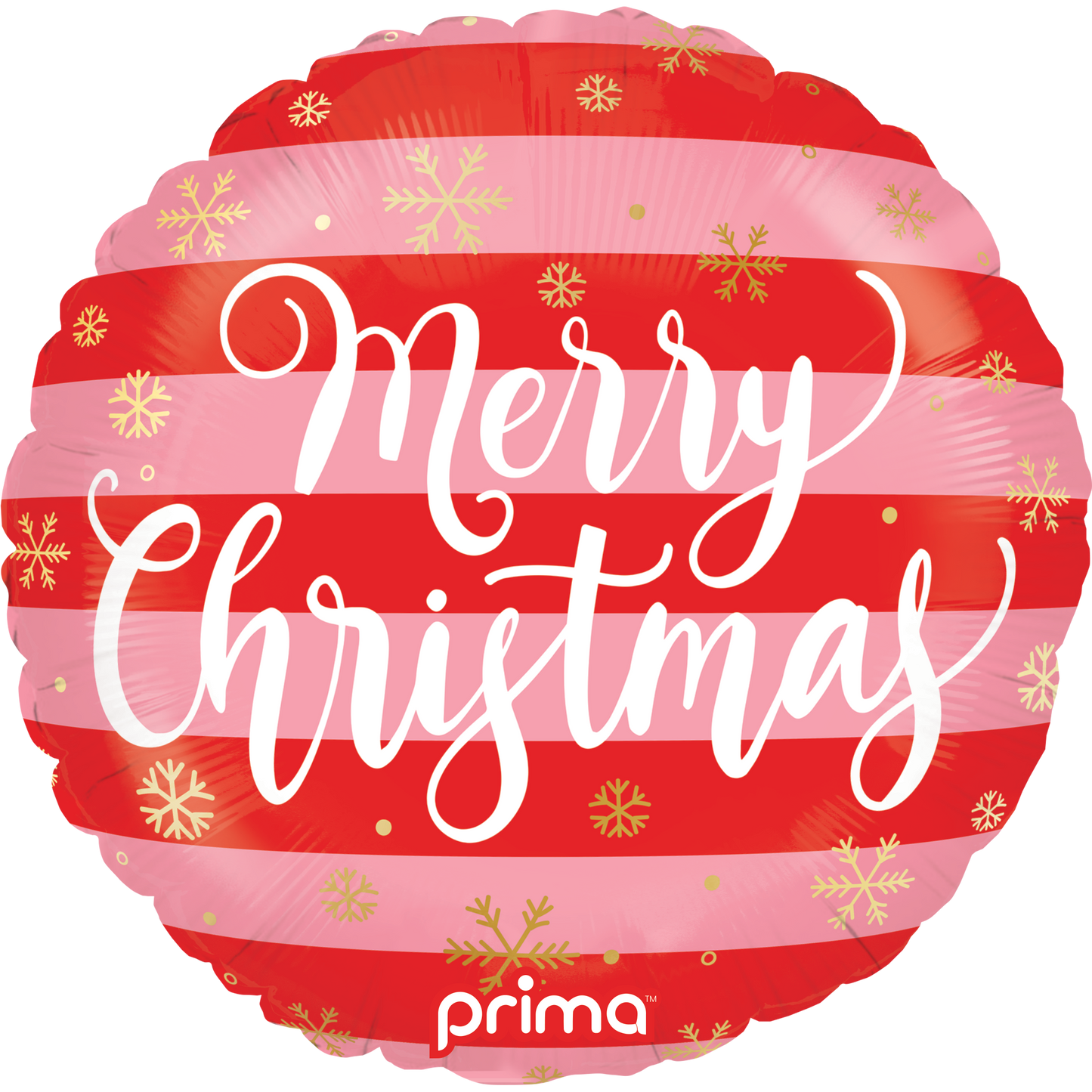 PRIMA 18" Round Merry Christmas Pink & Red Stripes
