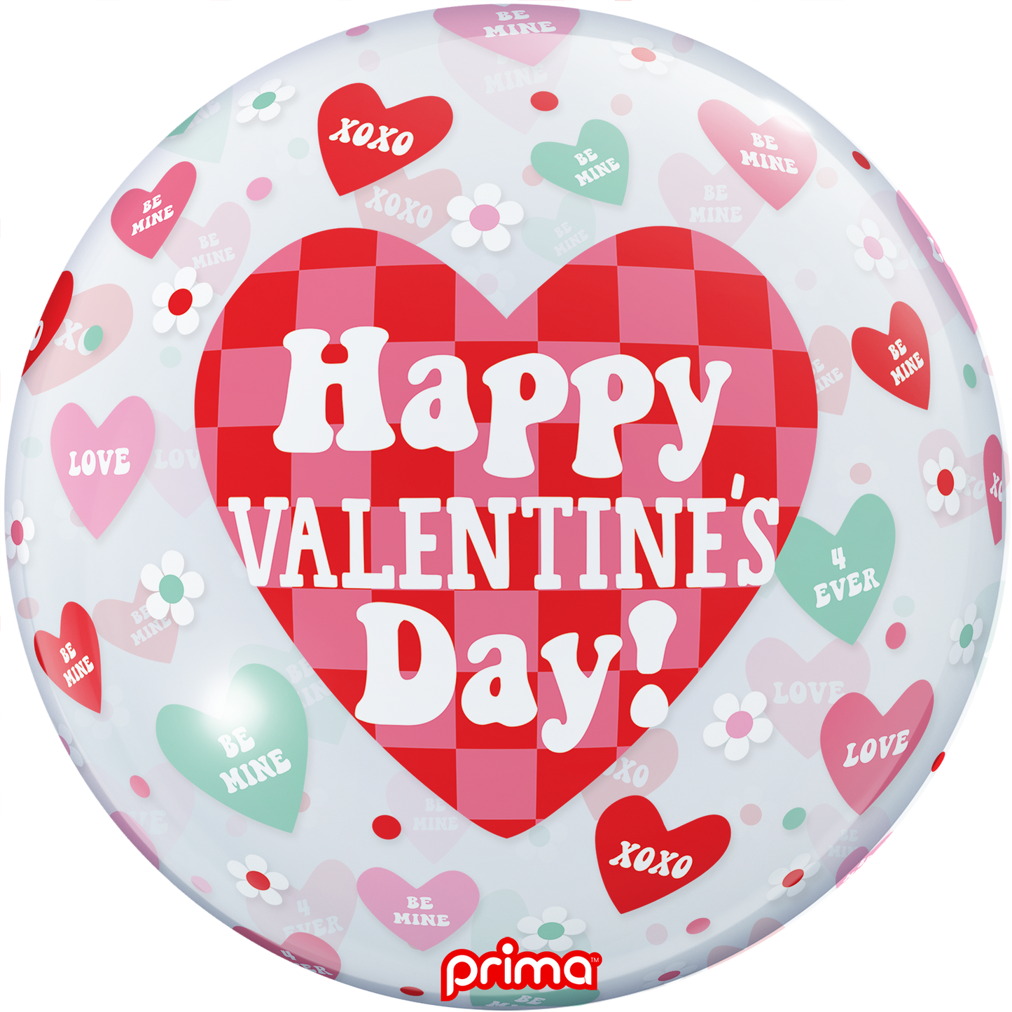 PRIMA 20" Happy Valentine's Day Checker Heart Sphere
