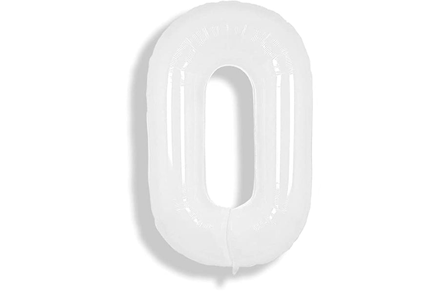 34" White Numbers Balloon