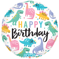 18” Round Birthday Colorful Dinos