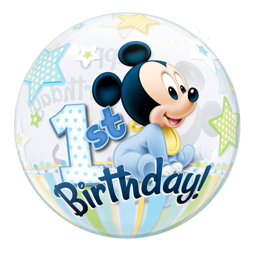 Qualatex 22" Mickey Mouse 1st Birthday Bubble Balloon