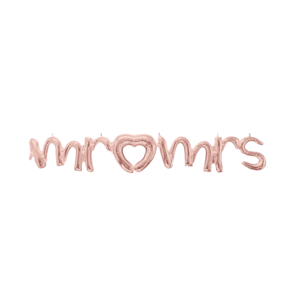59” Mr & Mrs Rose Gold Phrase Balloon (Air Fill only)