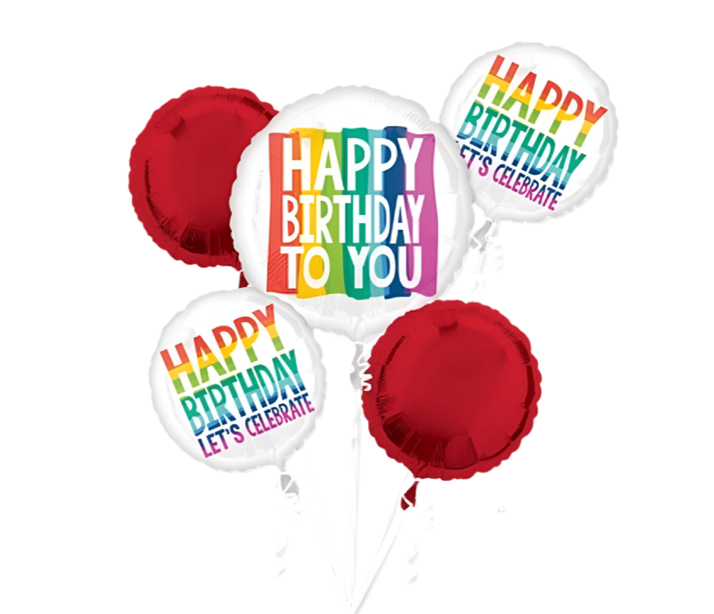Anagram Rainbow Wishes 5ct Balloon Bouquet