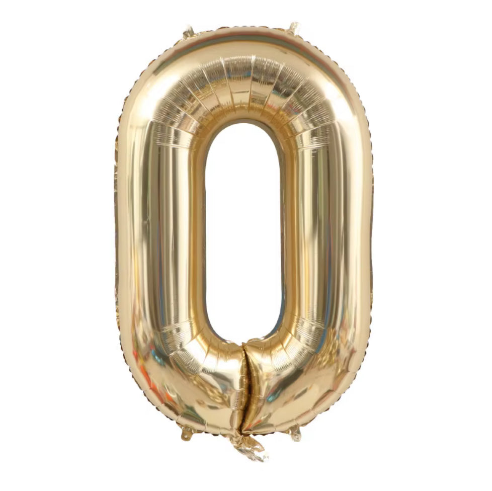 34" White Gold Foil Balloon Number