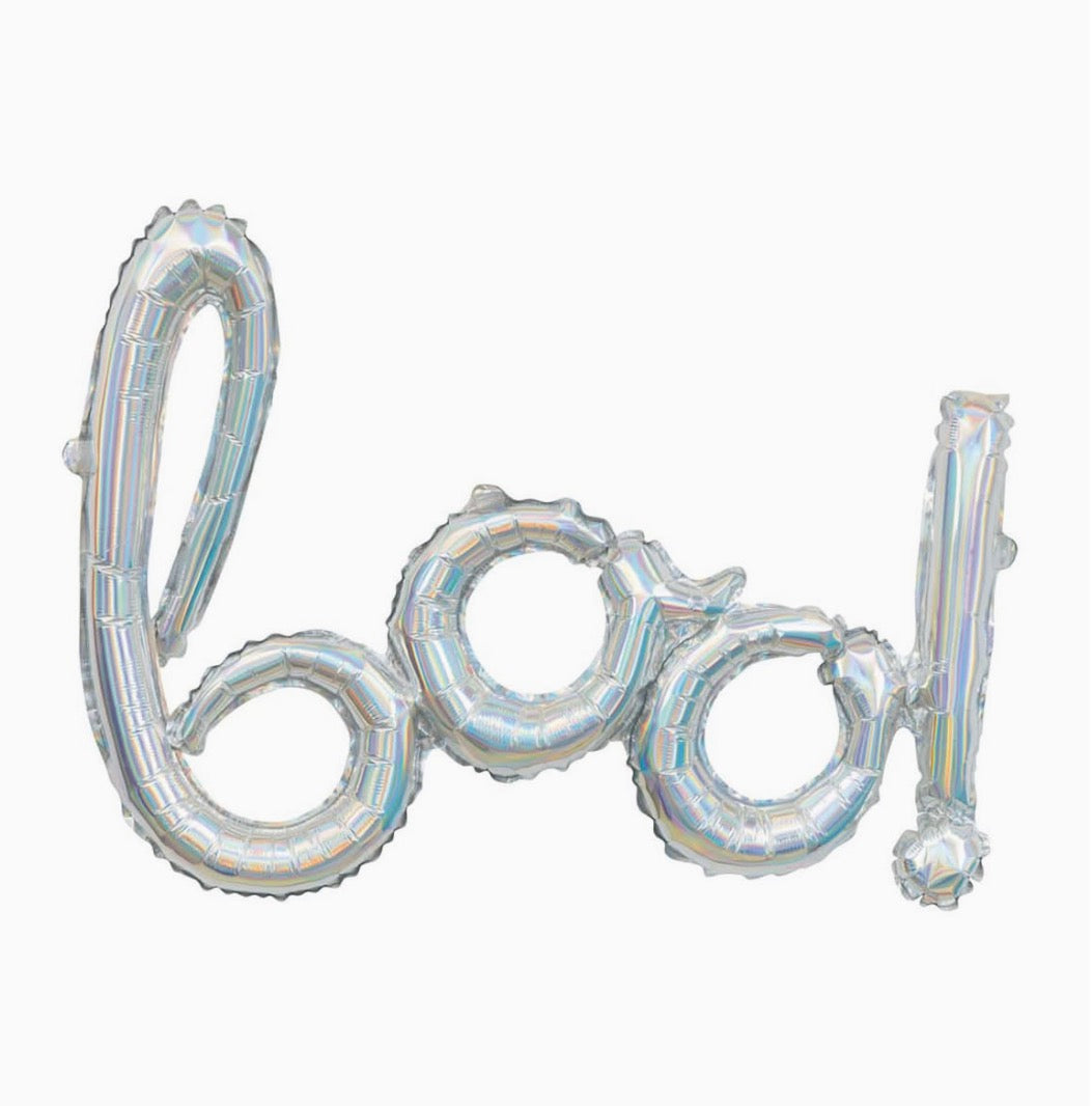 Unique 25" Iridescent Boo! Balloon Banner (Phrase)