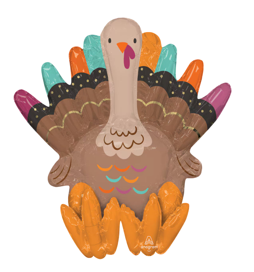 Anagram 21" Give Thanks Turkey Balloon Sitting Multi-Balloon