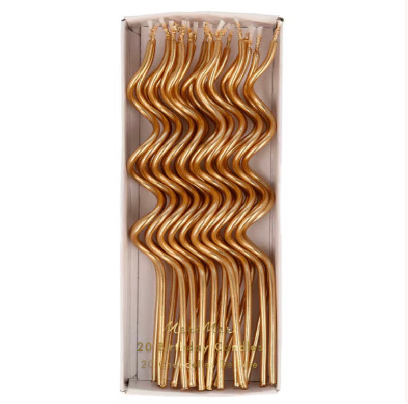 MERI MERI Gold Swirly Candles (x 20)