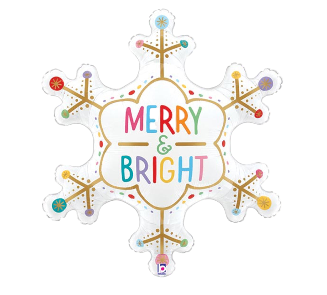 Betallic 31” Merry & Bright Snowflake Foil Balloon