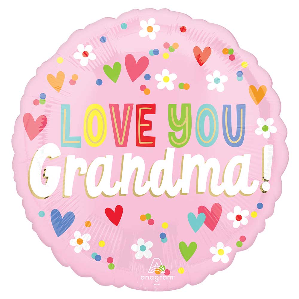 ANAGRAM 18” Love You Grandma Hearts & Flowers